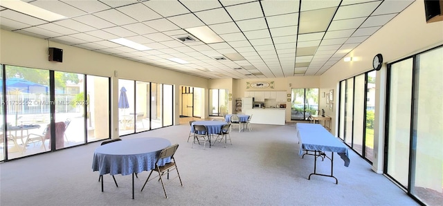 sunroom with a drop ceiling