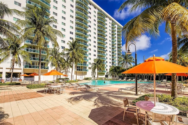 view of pool featuring a patio area