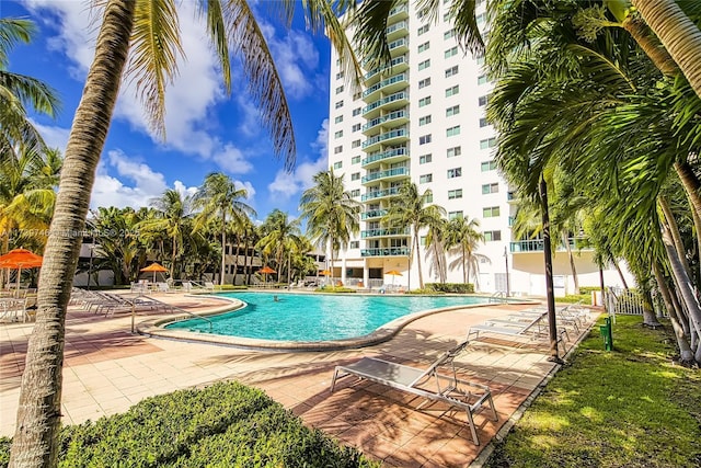 view of pool with a patio area