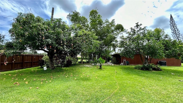 view of yard with central air condition unit