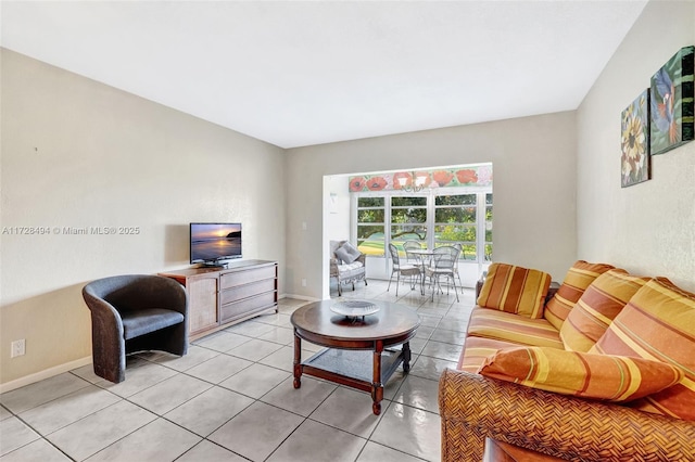 view of tiled living room