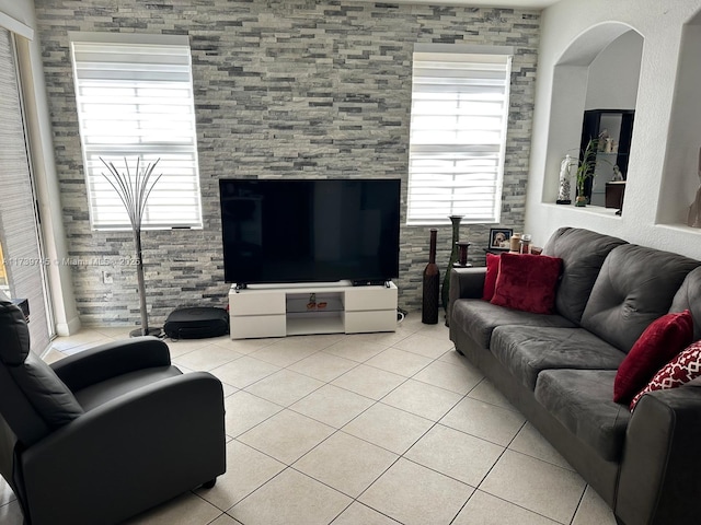 view of tiled living room