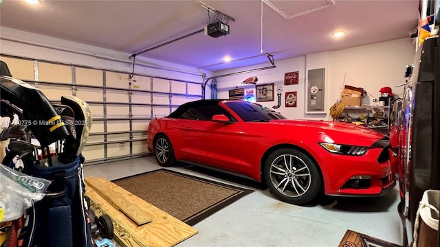 garage with a garage door opener