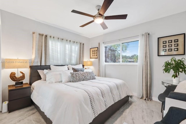 bedroom featuring ceiling fan