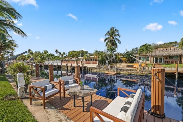 view of dock featuring a water view