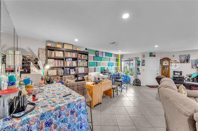 interior space featuring light tile patterned floors