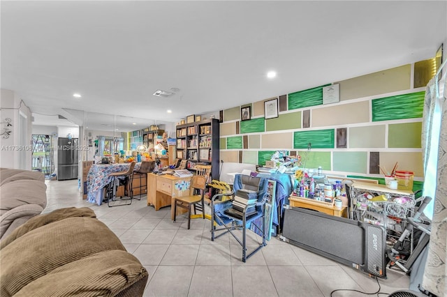 interior space with light tile patterned floors