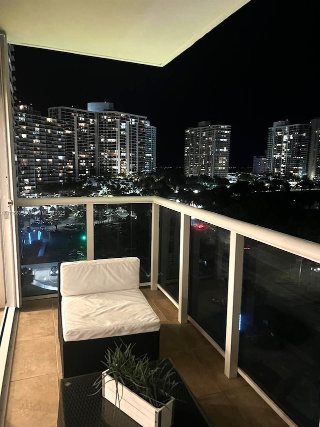 balcony at night with wine cooler