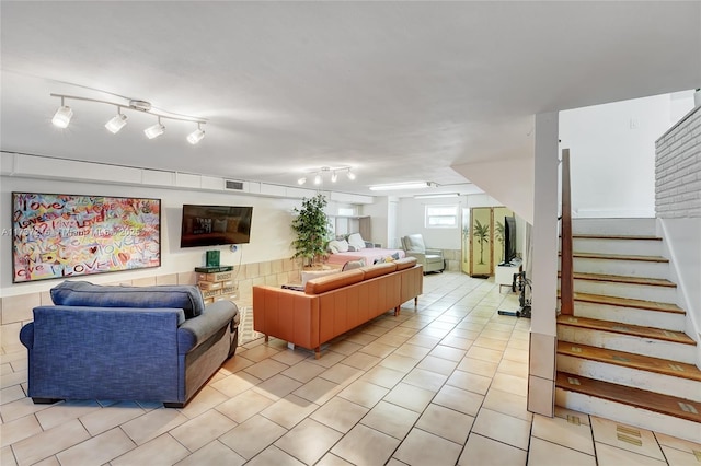 view of tiled living room