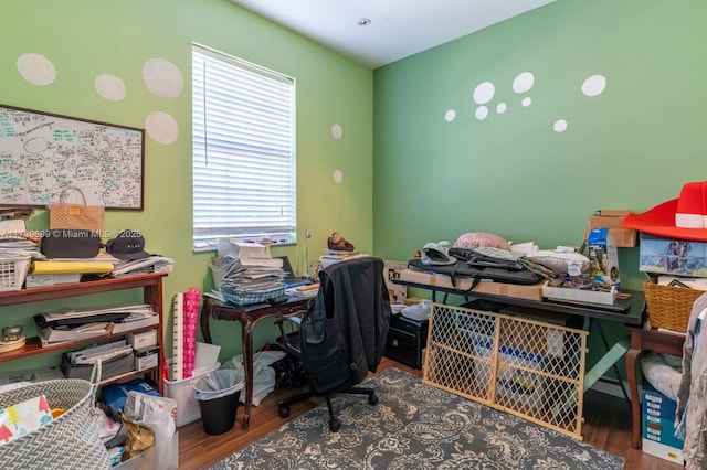 home office featuring hardwood / wood-style flooring