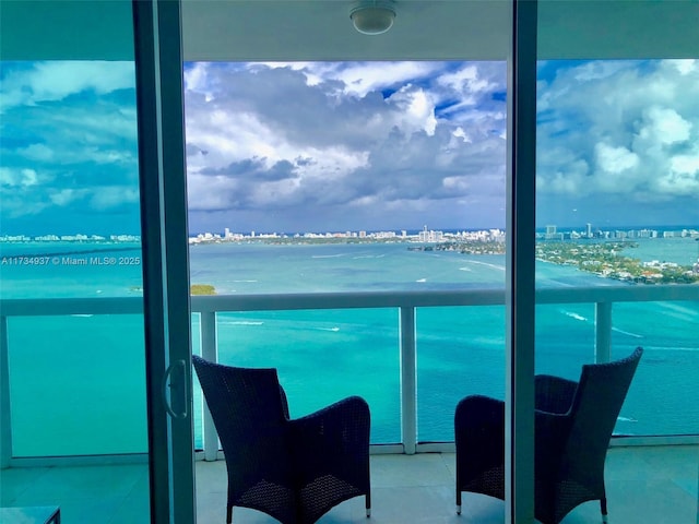 balcony with a water view