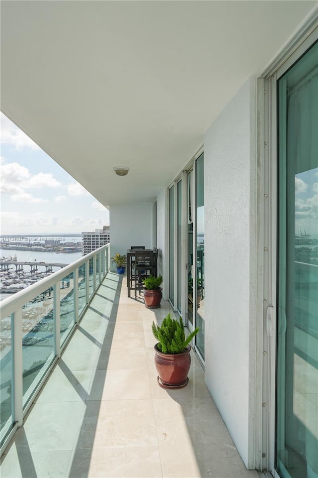 balcony with a water view