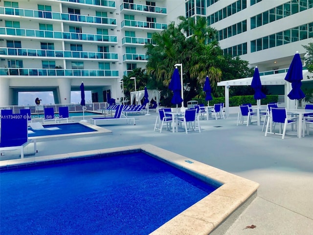 view of pool featuring a patio