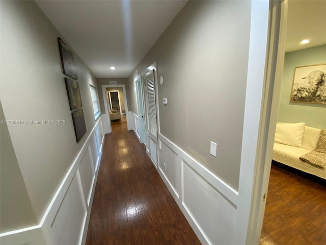 hall featuring dark hardwood / wood-style flooring