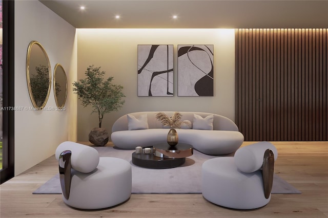 sitting room featuring light wood-type flooring