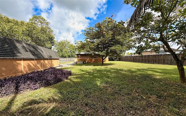 view of yard with a shed