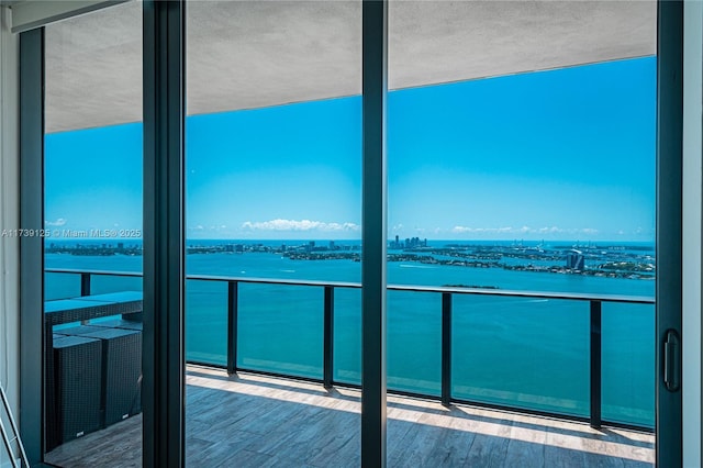 balcony with a water view