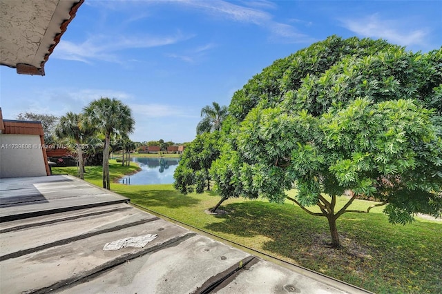 exterior space featuring a water view