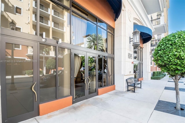 property entrance with french doors