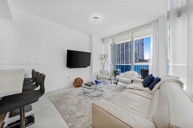 living room featuring expansive windows