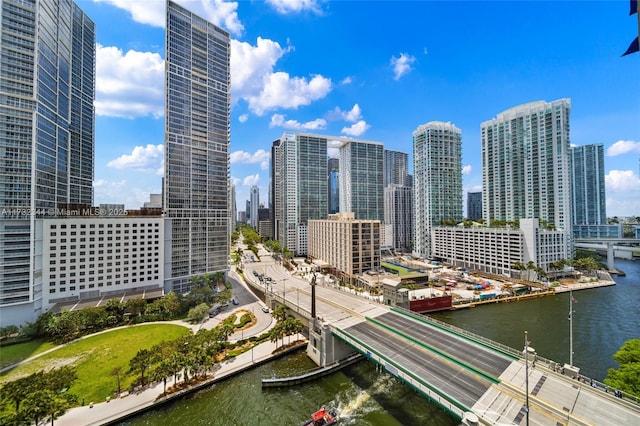 city view with a water view