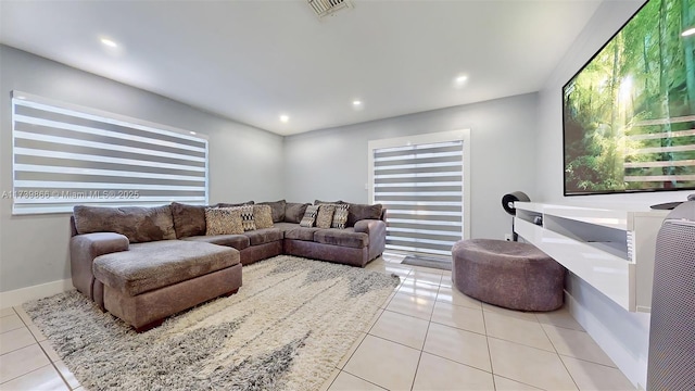 view of tiled living room