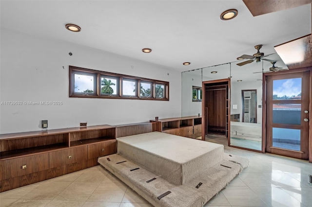 interior space featuring light tile patterned floors