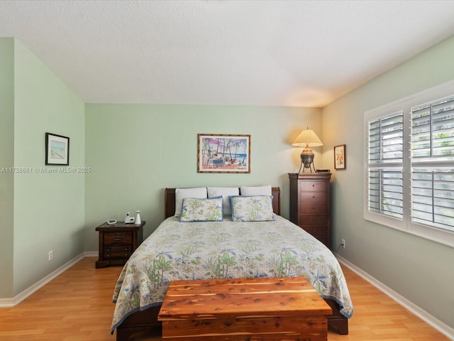 bedroom with light hardwood / wood-style floors