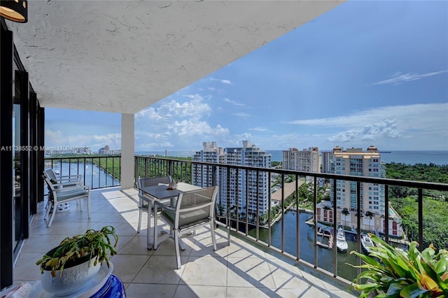 balcony with a water view