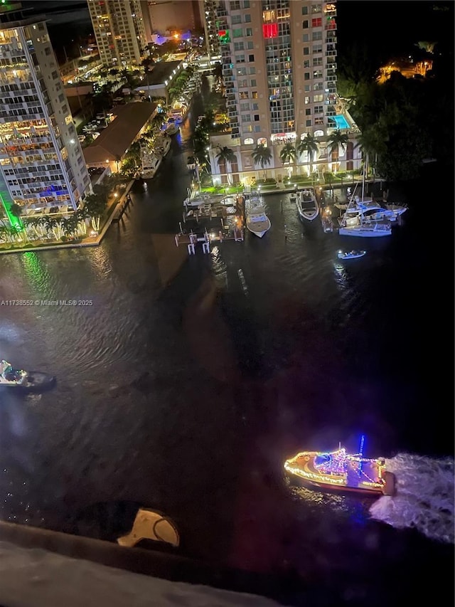 936 Intracoastal Dr Unit 21A, Fort Lauderdale, FL 33304 - aerial view at twilight with a view of city lights and a water view