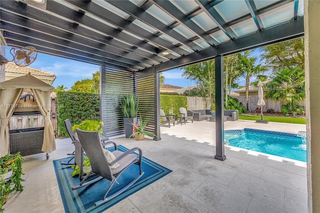 view of pool with a pergola and a patio area