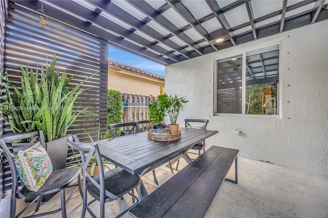 view of patio featuring a pergola