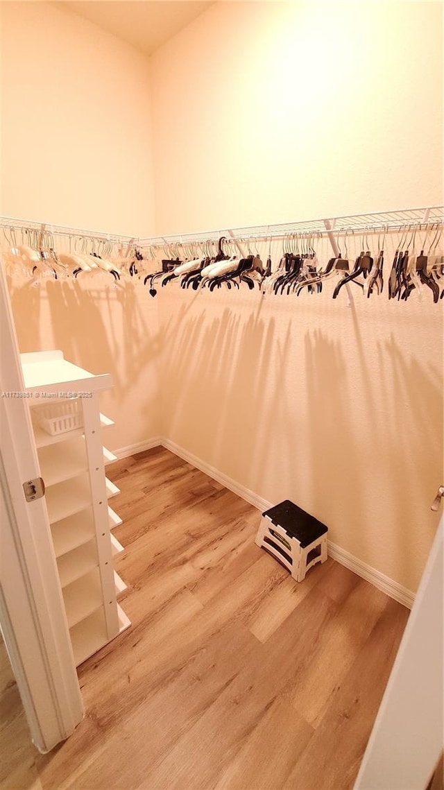 spacious closet featuring light wood-type flooring