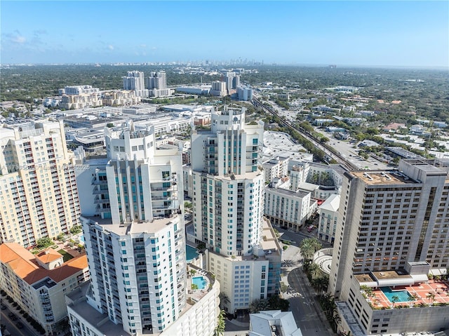 aerial view featuring a city view