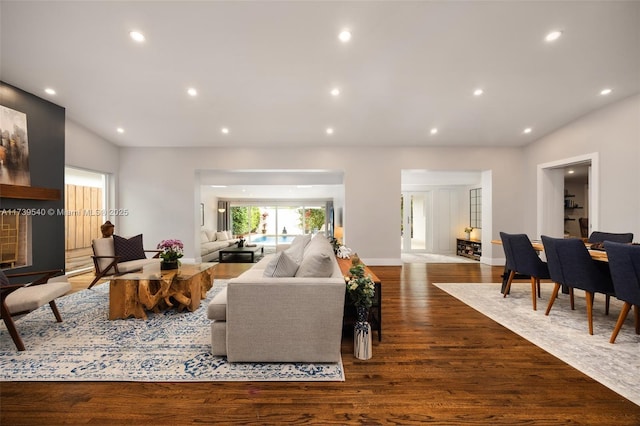 living room with hardwood / wood-style floors