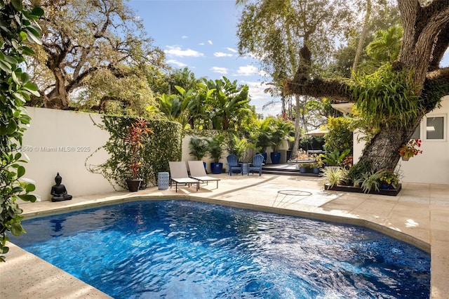 view of swimming pool featuring a patio