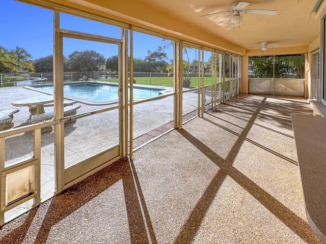 view of unfurnished sunroom