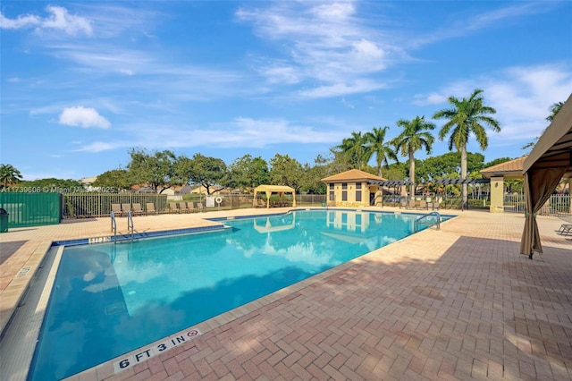 view of pool featuring a patio