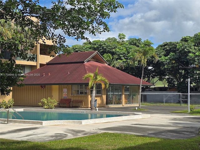 view of pool featuring a patio