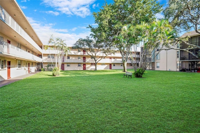 view of community featuring a lawn