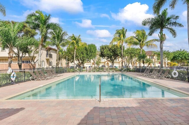 view of pool featuring a patio