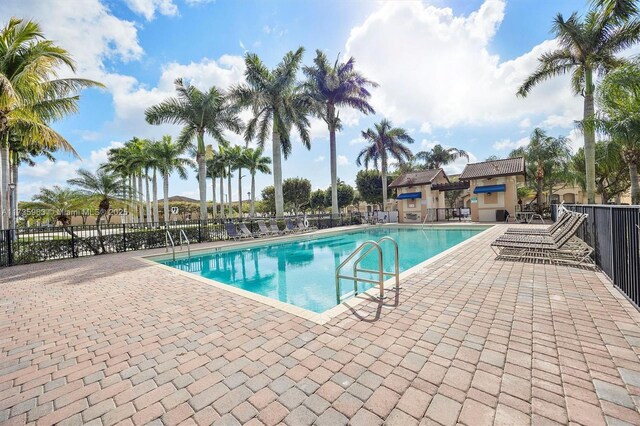 view of swimming pool featuring a patio