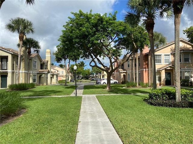 view of community featuring a lawn