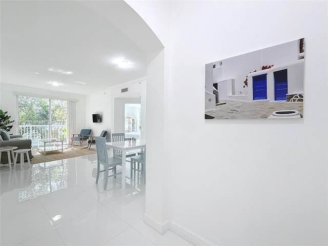 view of tiled dining room