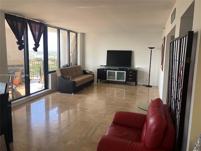 living room featuring expansive windows