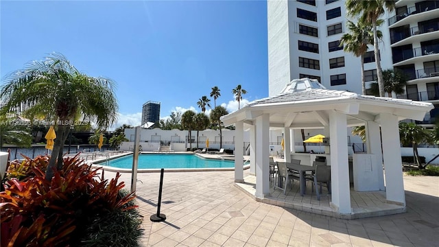 view of pool with a gazebo and a patio