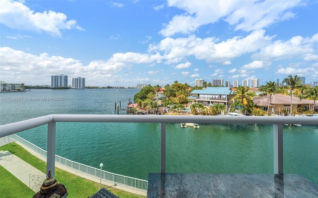 property view of water featuring a view of city