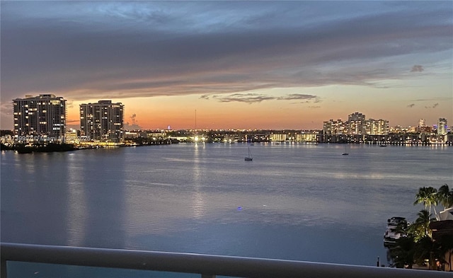 property view of water with a city view