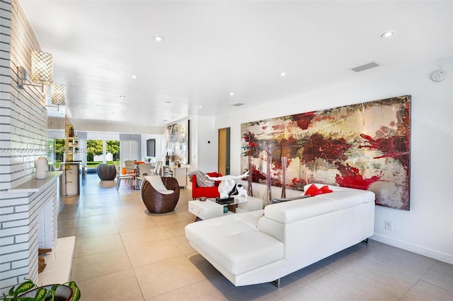 view of tiled living room