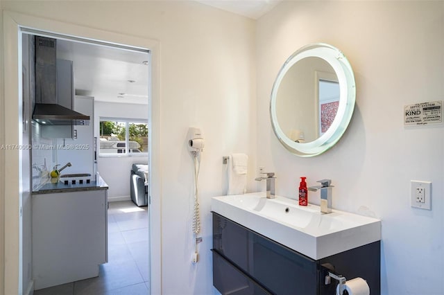 bathroom featuring vanity and tile patterned flooring